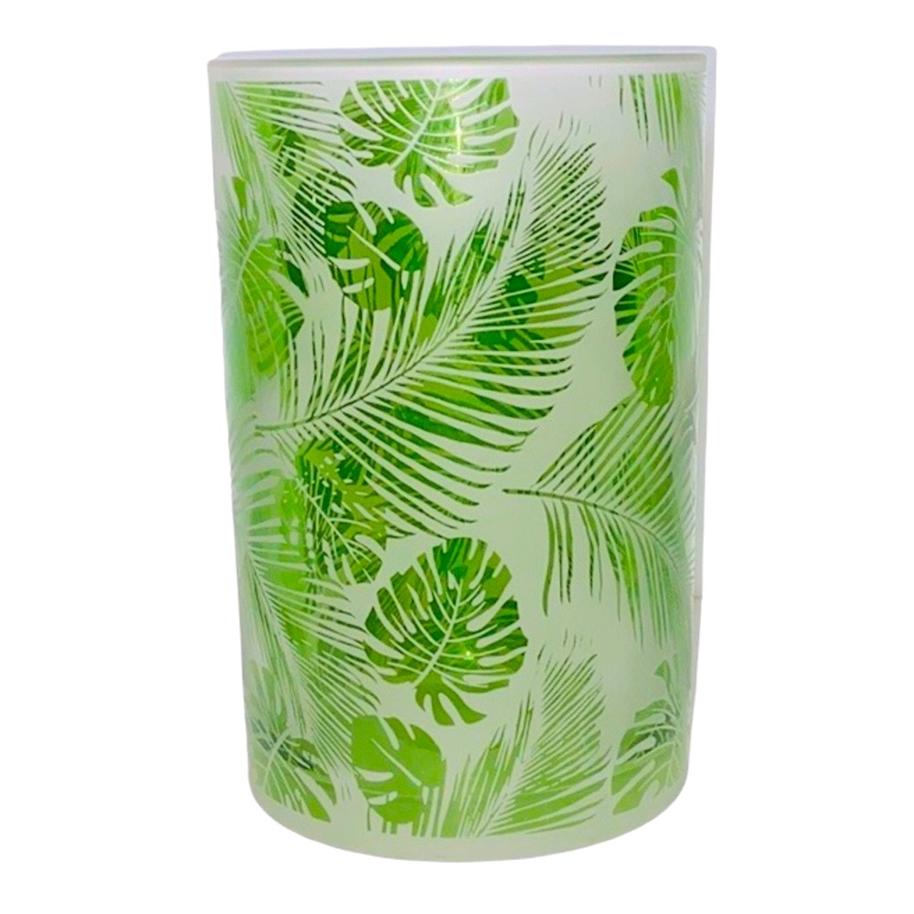 Tropical Leaf Hurricane • Frosted Glass • Etched Leaves • Two available